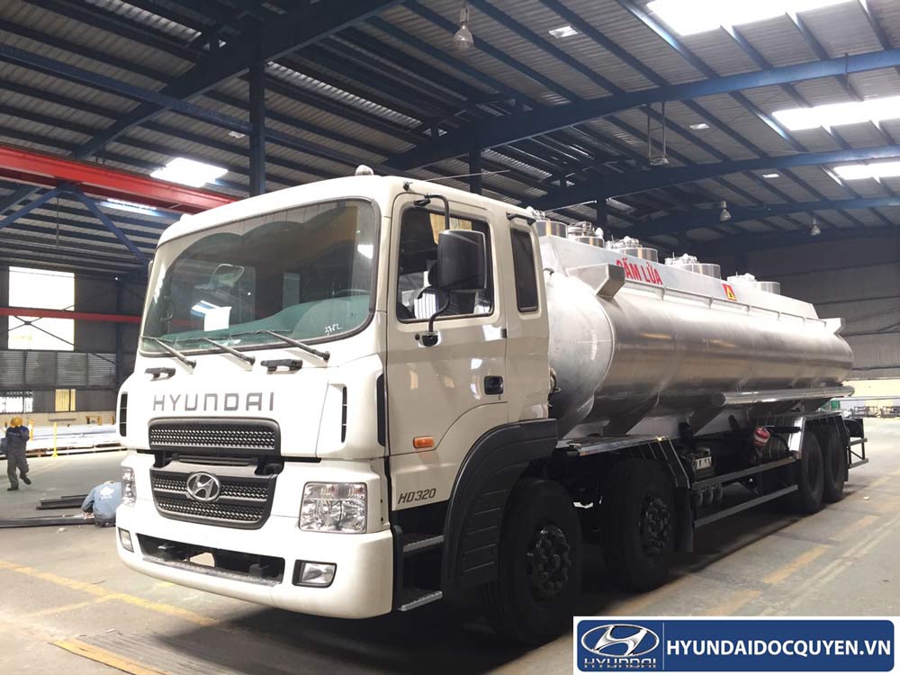 XE BỒN XITEC XĂNG DẦU HD320 22 KHỐI | HYUNDAI 4 CHÂN CHỞ XĂNG DẦU 22000 LÍT